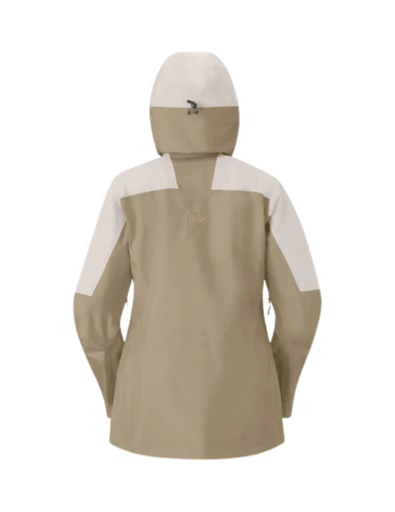 Veste de Ski de Rando Norrona Lofoten Gore-Tex Femme Oatmeal, couleur blanc beige, vue arrière