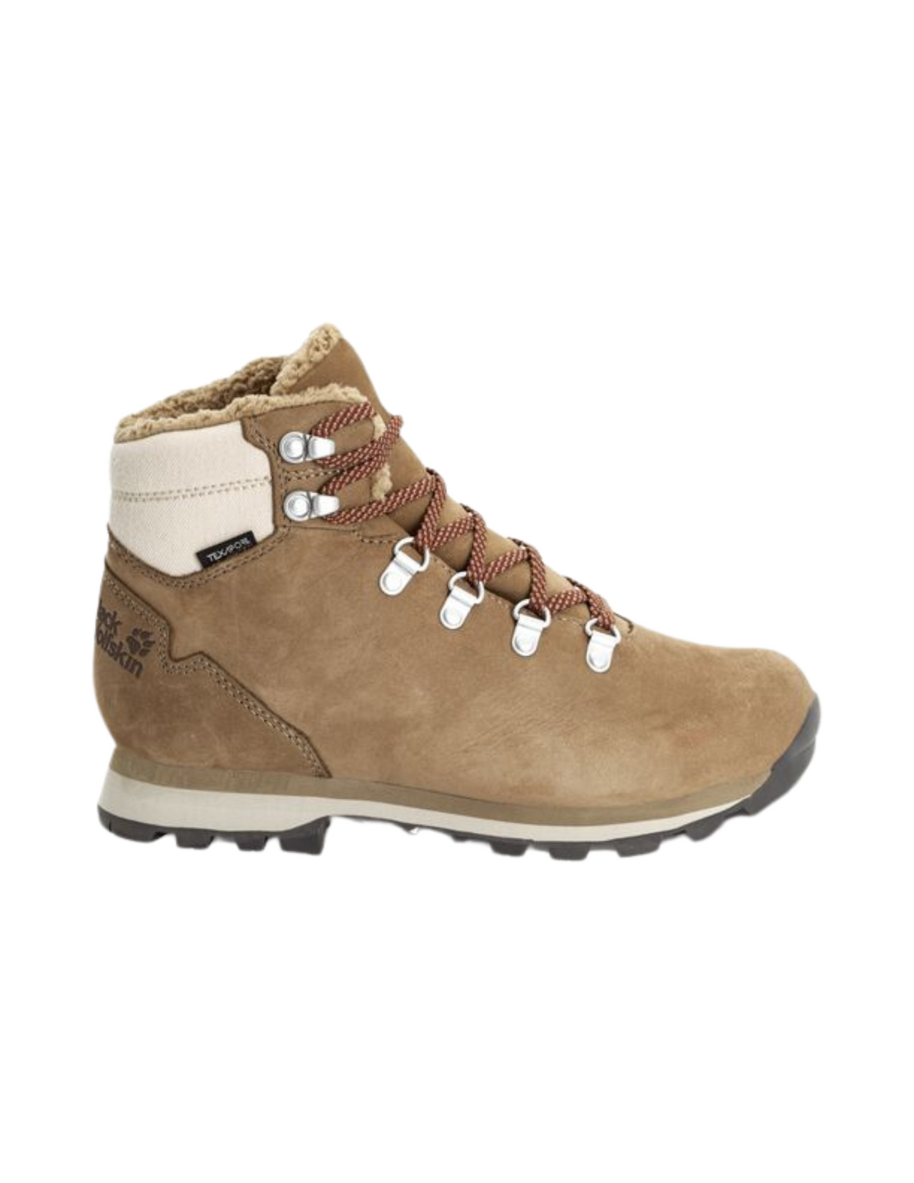Chaussures de Randonnée Hiver Homme Jack Wolfskin Thunder Bay Texapore Mid cuir nubuck Semelle Vibram Arctic Grip Couleur Cookie, vue côté droit

