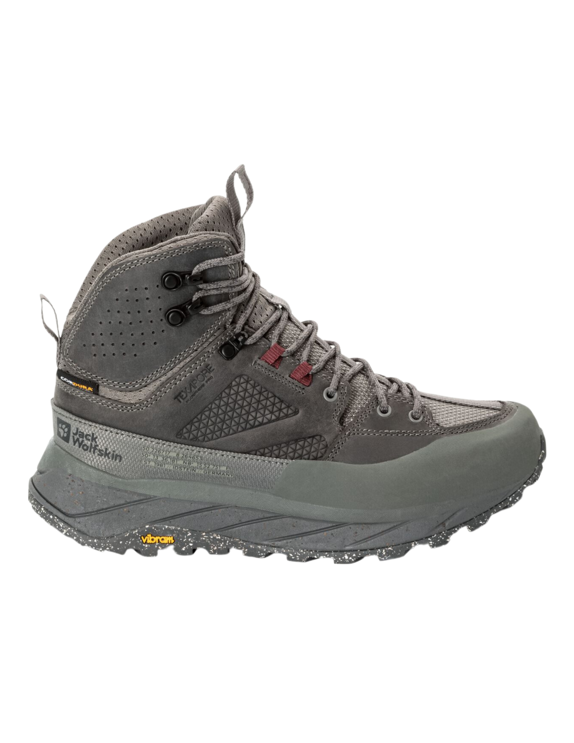 Chaussures de Randonnée Femme Jack Wolfskin Terraquest Texapore Mid
durables cuir nubuck cordura Semelle Vibram Ecostep Couleur Grey, vue côté droit