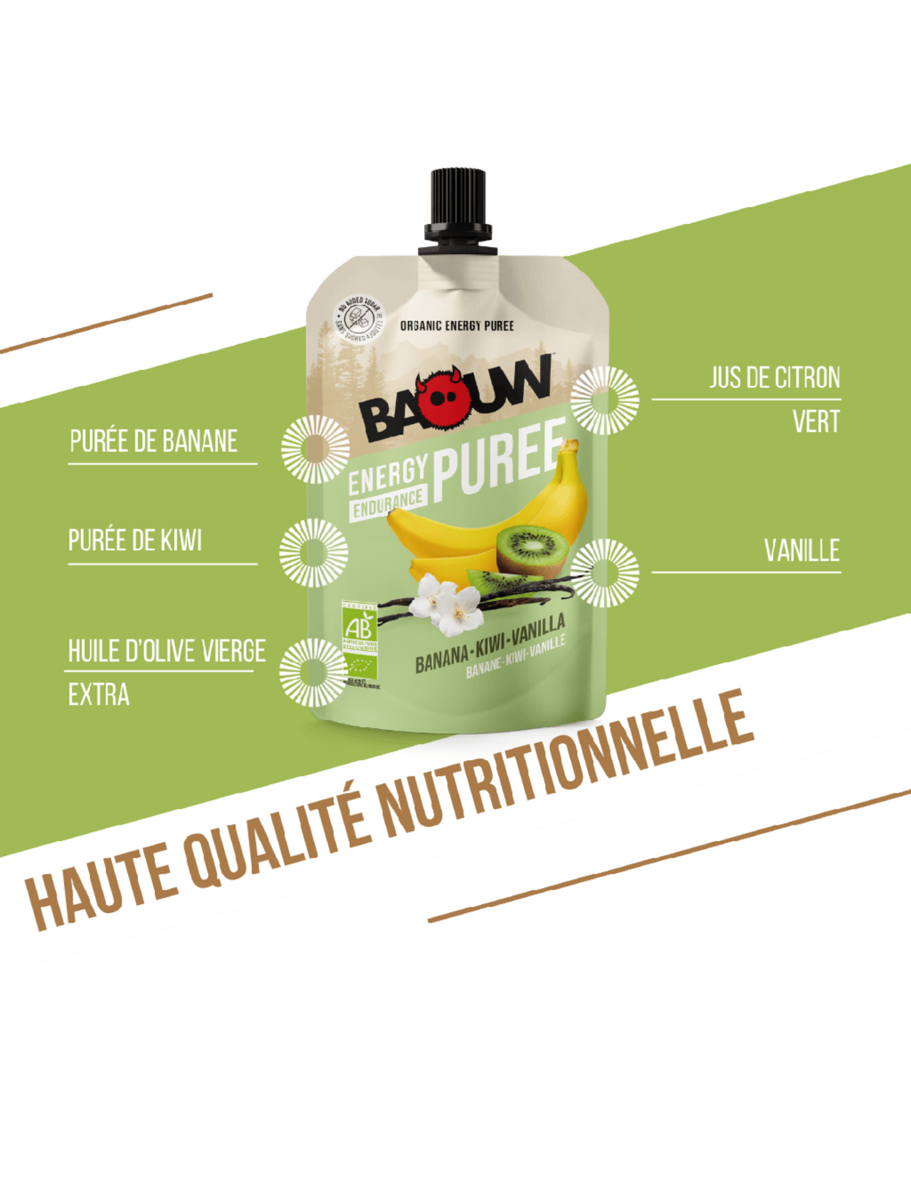 Purée Bio Baouw Banane/Kiwi/Vanille 90 g