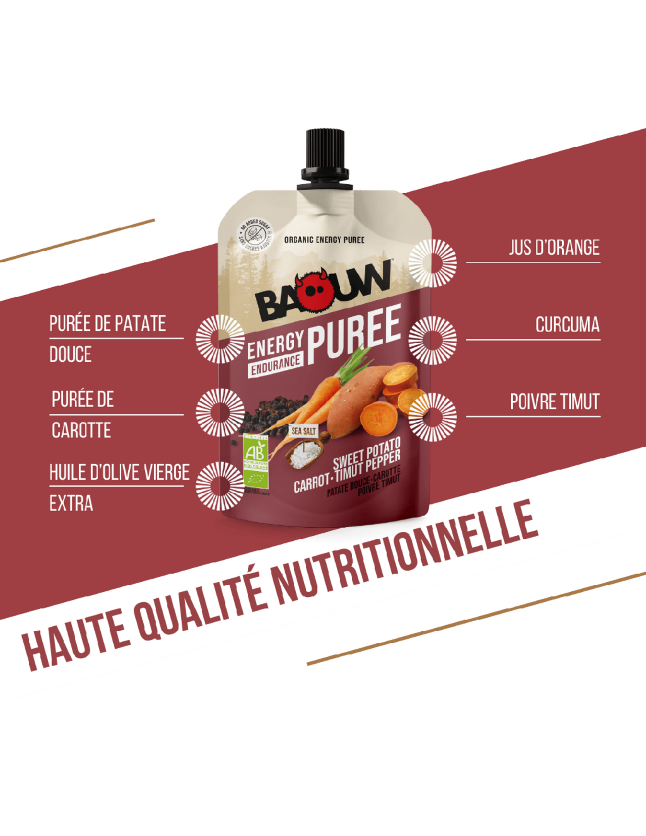 Purée Bio Baouw Patate Douce/Carotte/Poivre Timut 90 g